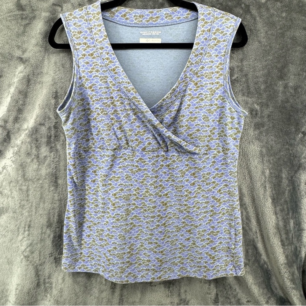Columbia Omni-Freeze Purple & Tan Printed Sleeveless Tank Top Blouse Size Large